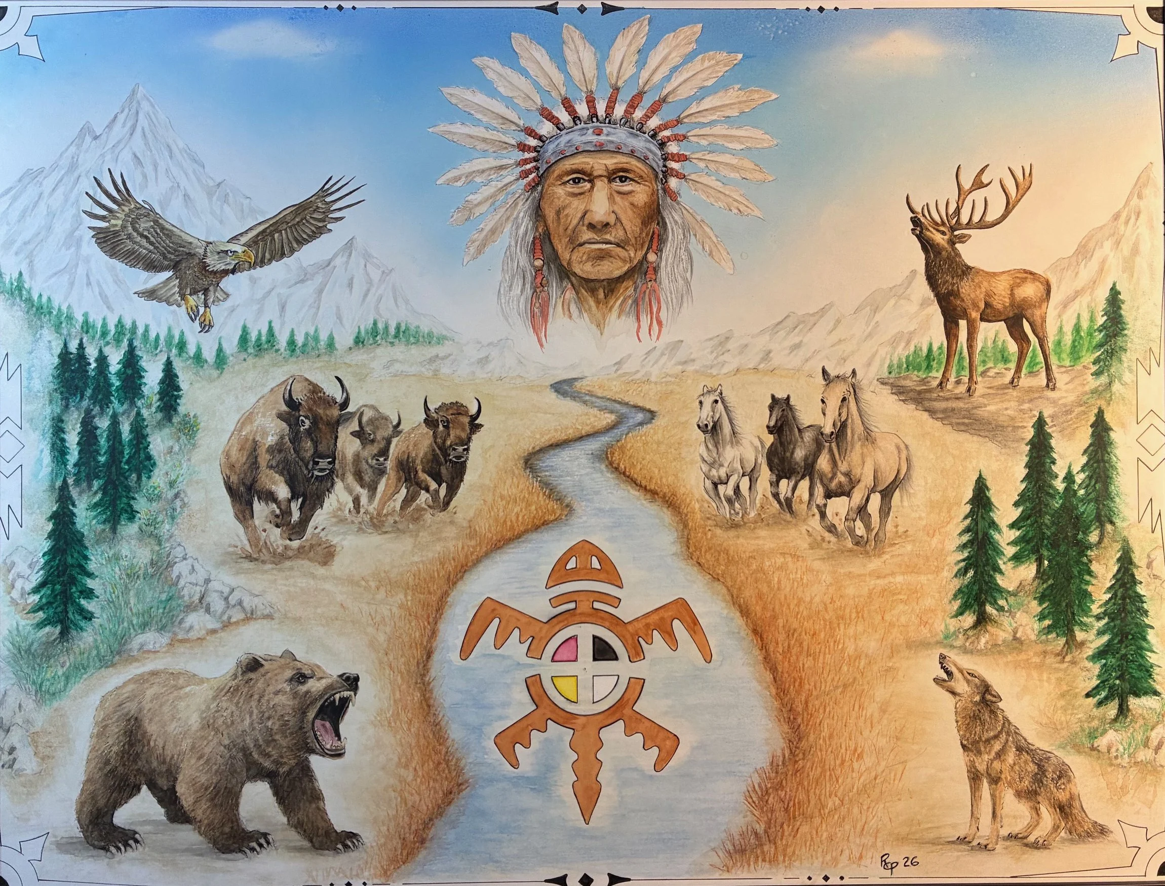 Unci Maka - Ink & watercolor