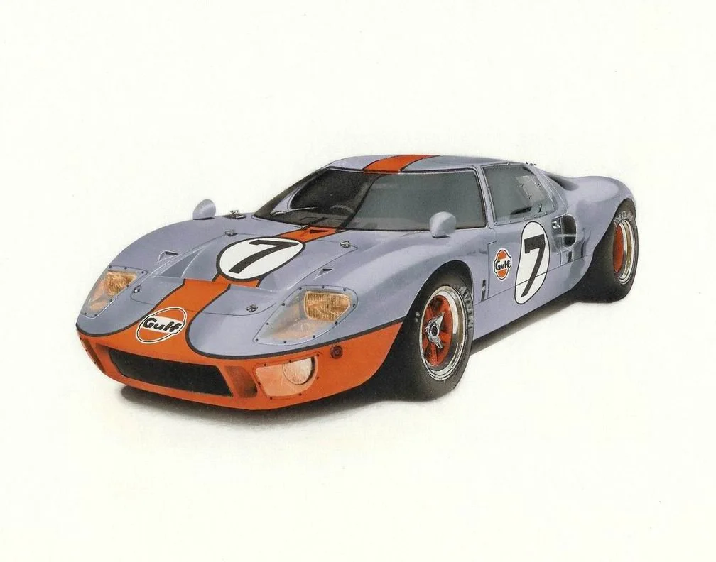 Ford GT40, LeMans 1966 - Ink & airbrush acrylics