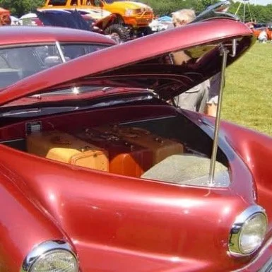 Tucker #51, the last Tucker ever produced. There are 46 left in existence. Recently one sold at Barrett Jackson for $2.9 million. In 1988, Joe Sulpy restored the body for Chick De Lorenzo of Butler, NJ. The car is currently owned by the grandson of P