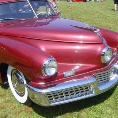 Tucker #51, the last Tucker ever produced. There are 46 left in existence. Recently one sold at Barrett Jackson for $2.9 million. In 1988, Joe Sulpy restored the body for Chick De Lorenzo of Butler, NJ. The car is currently owned by the grandson of P