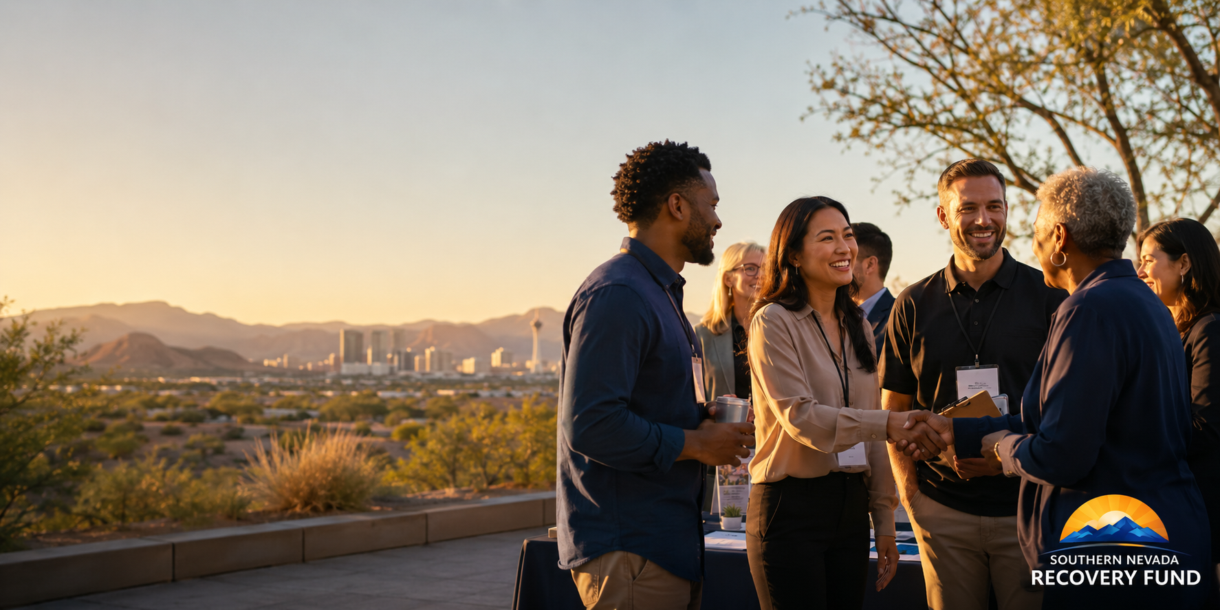 Community partners connecting at an outdoor event in Southern Nevada