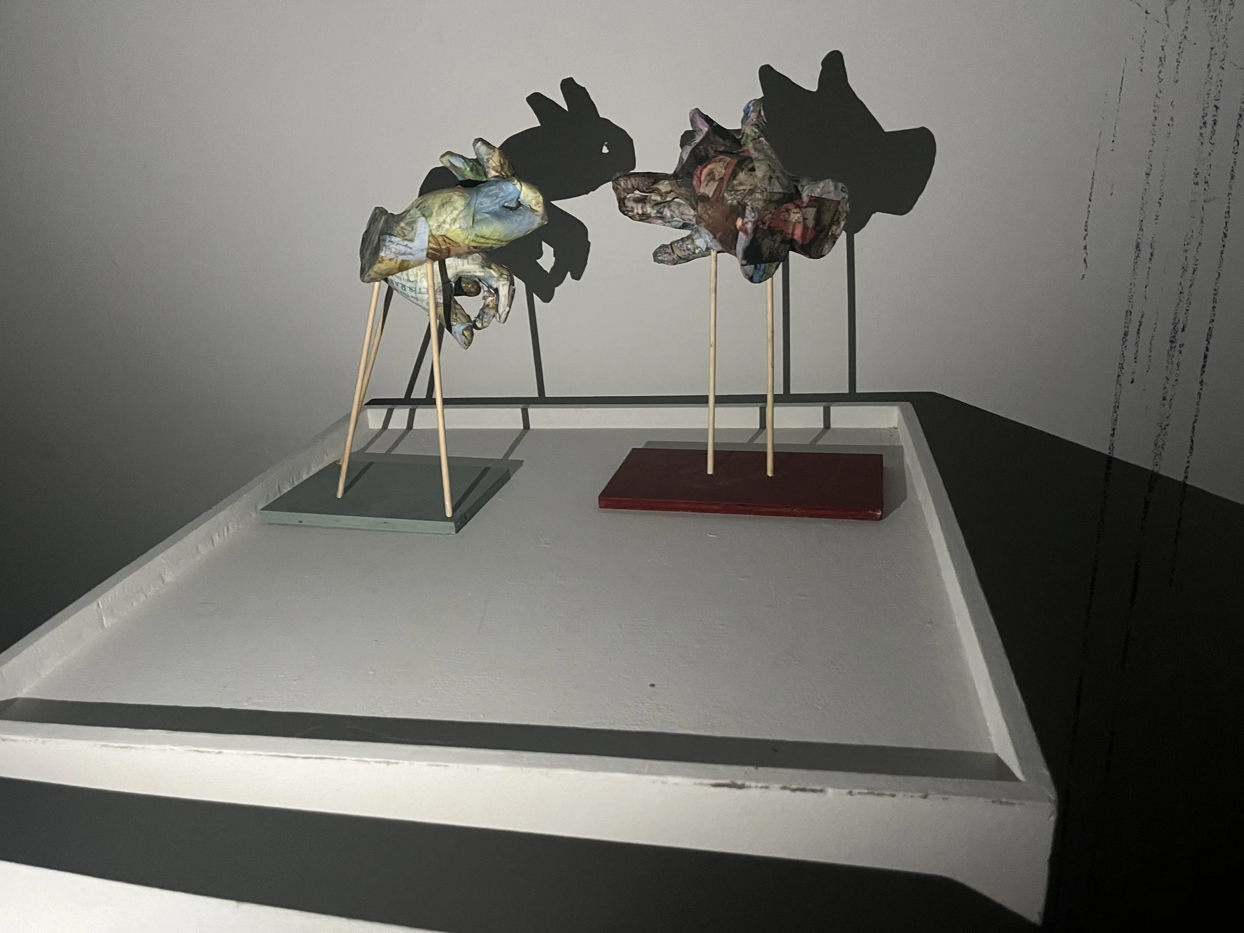 The Rabbit and the Wolf; Plaster Casts and Paper Mache