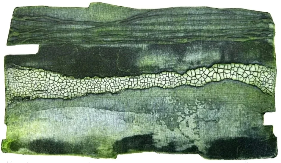 Abstract landscape print created by printmaker Michelle Mansfield