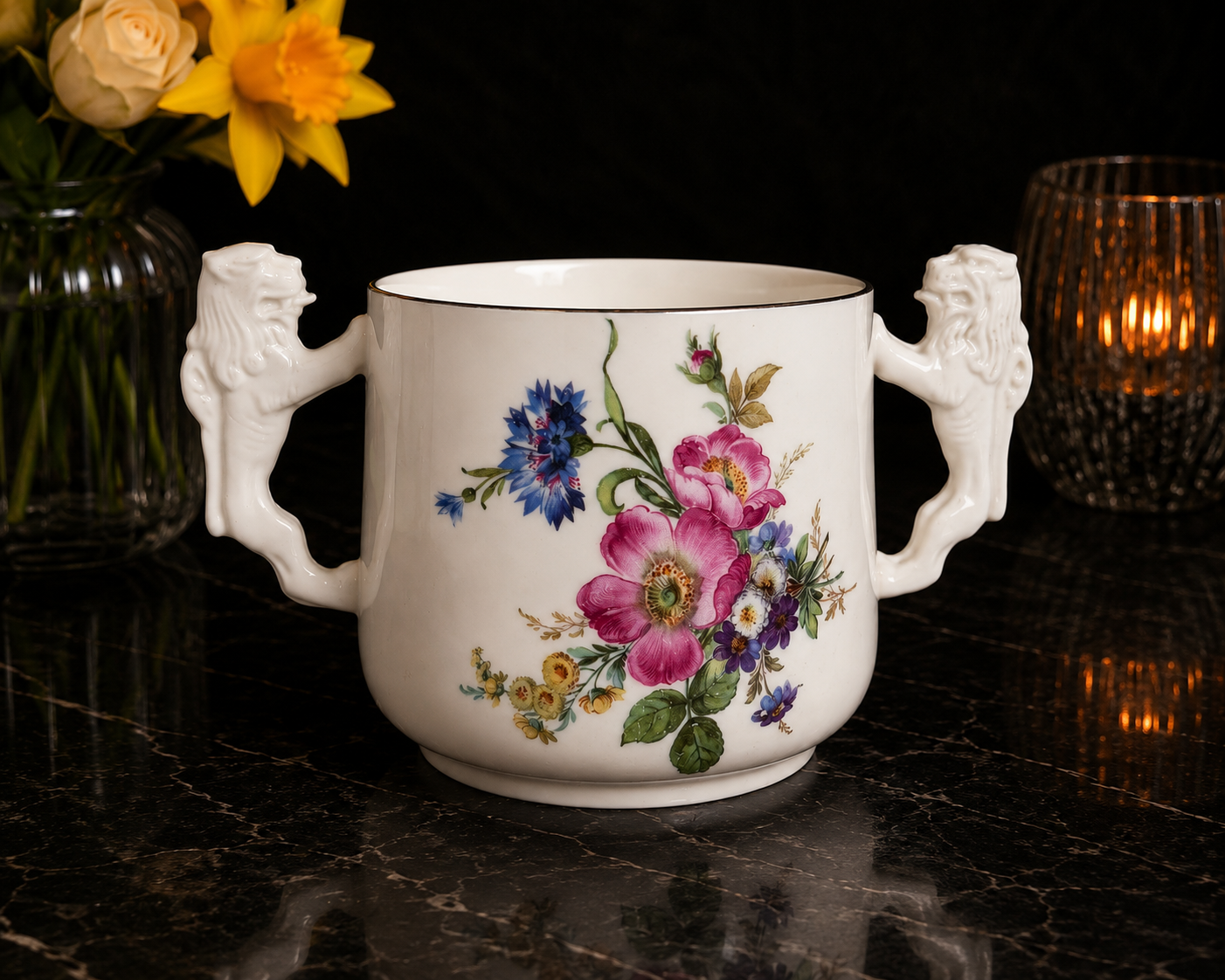 Loving Cup, Lions and Flowers
