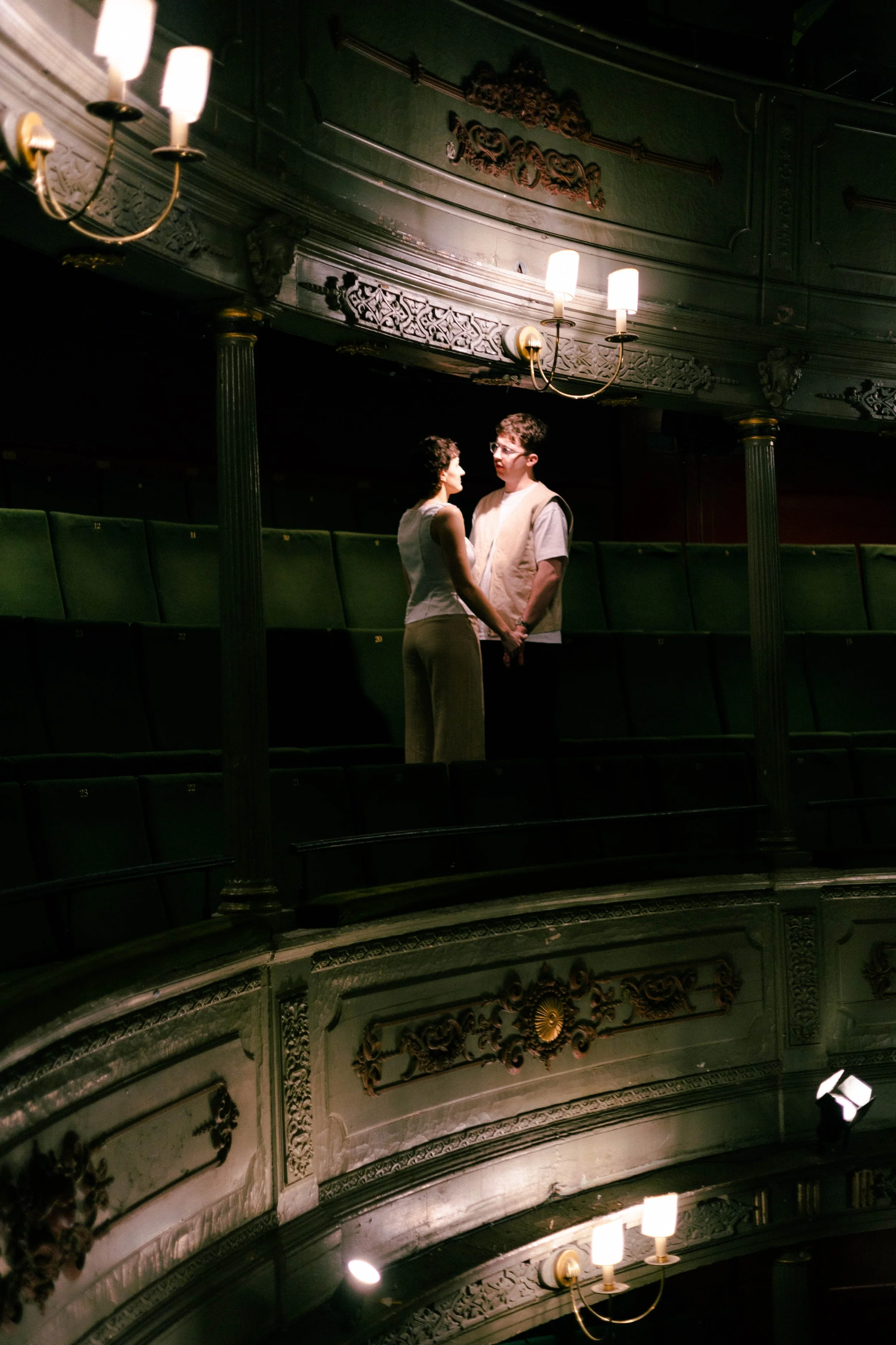 A dramatic engagement shoot at Bristol Old Vic theatre