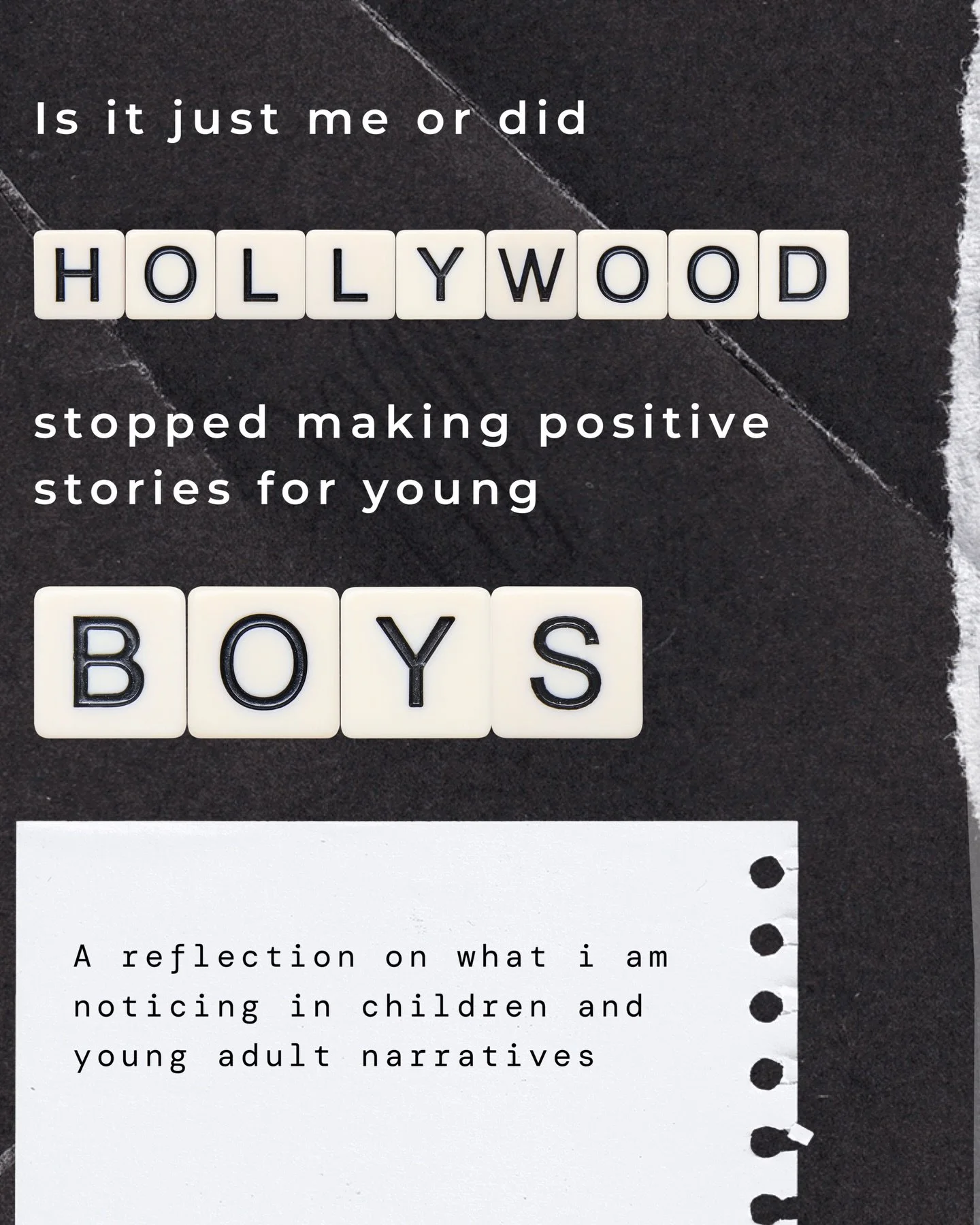 is it just me, or did Hollywood stop making stories for boys?

not stories where boys are the villain or stories where the boy has to be fixed. stories where a boy struggles, fails, gets back up, and becomes something worth following.

there used to 