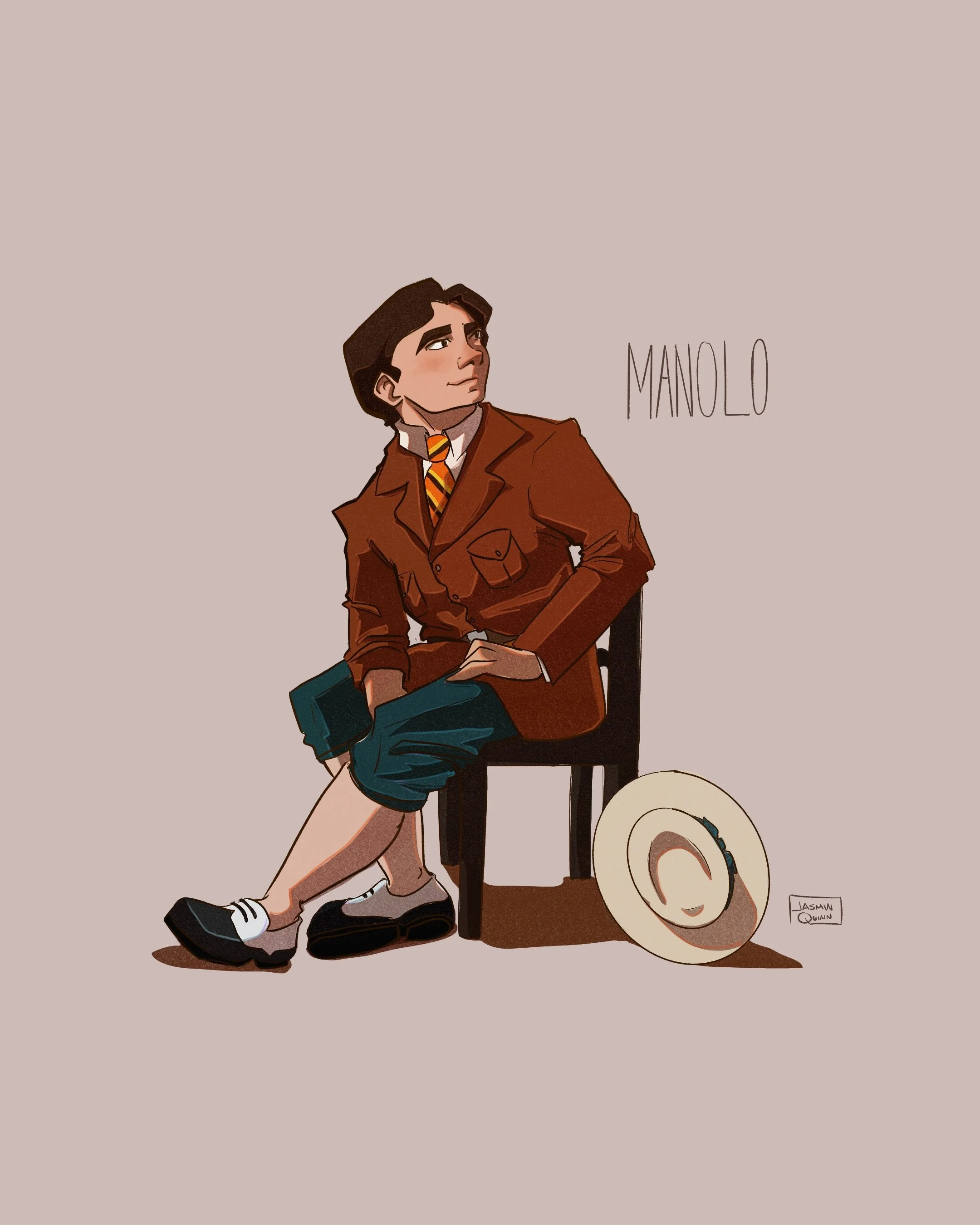 I agreed to do an art trade with @javiranes and it took me a while to get this going. I used Manolo, one of Felix&rsquo;s OCs. 

Finally starting to feel better and my first night staying up late. I liked the vintage look and wanted to challenge myse