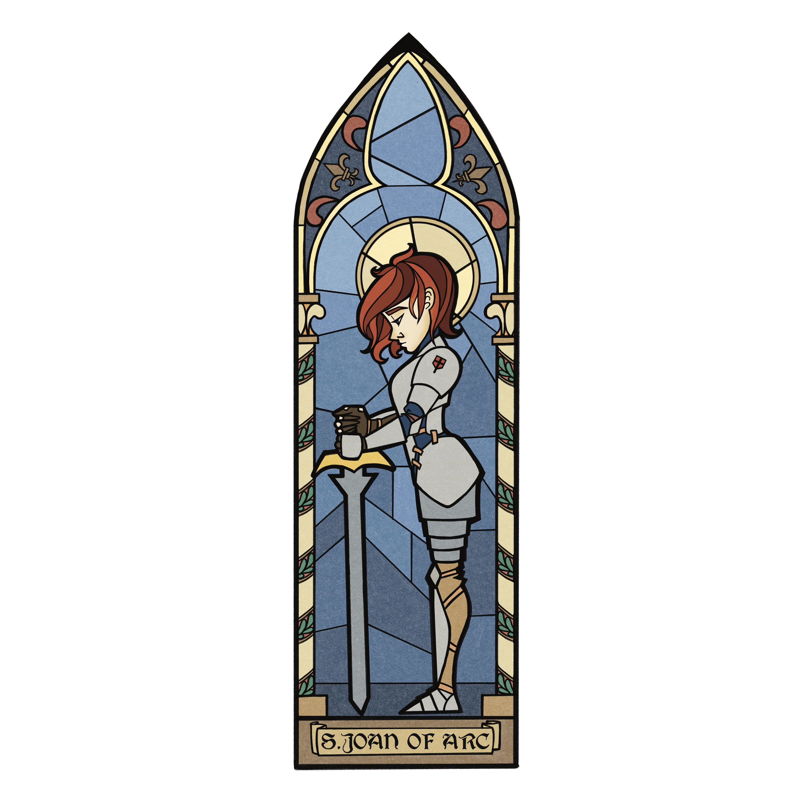 Stained Window inspired Joan of Arc Illustration