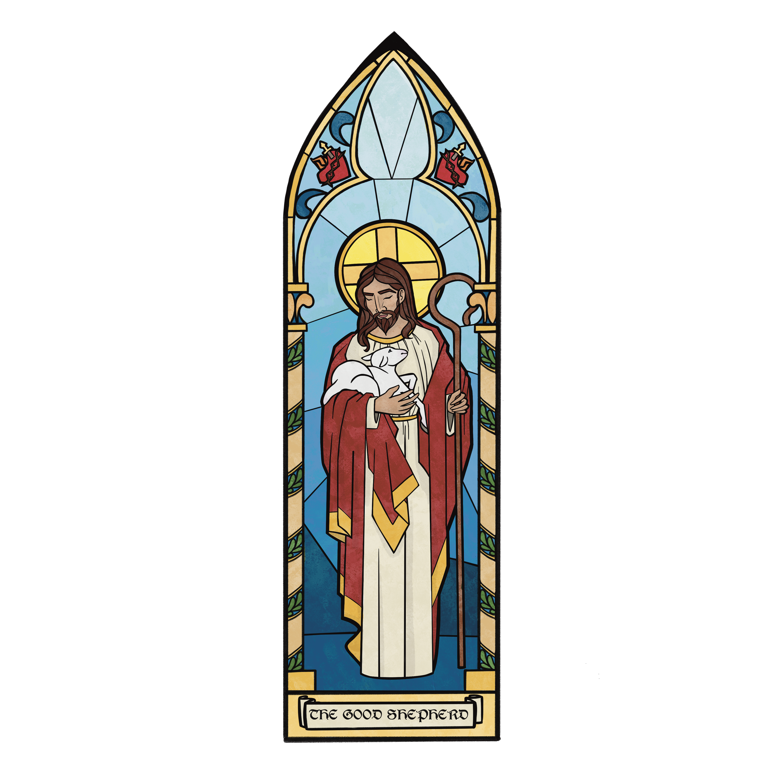 Stained Window inspired Jesus Illustration