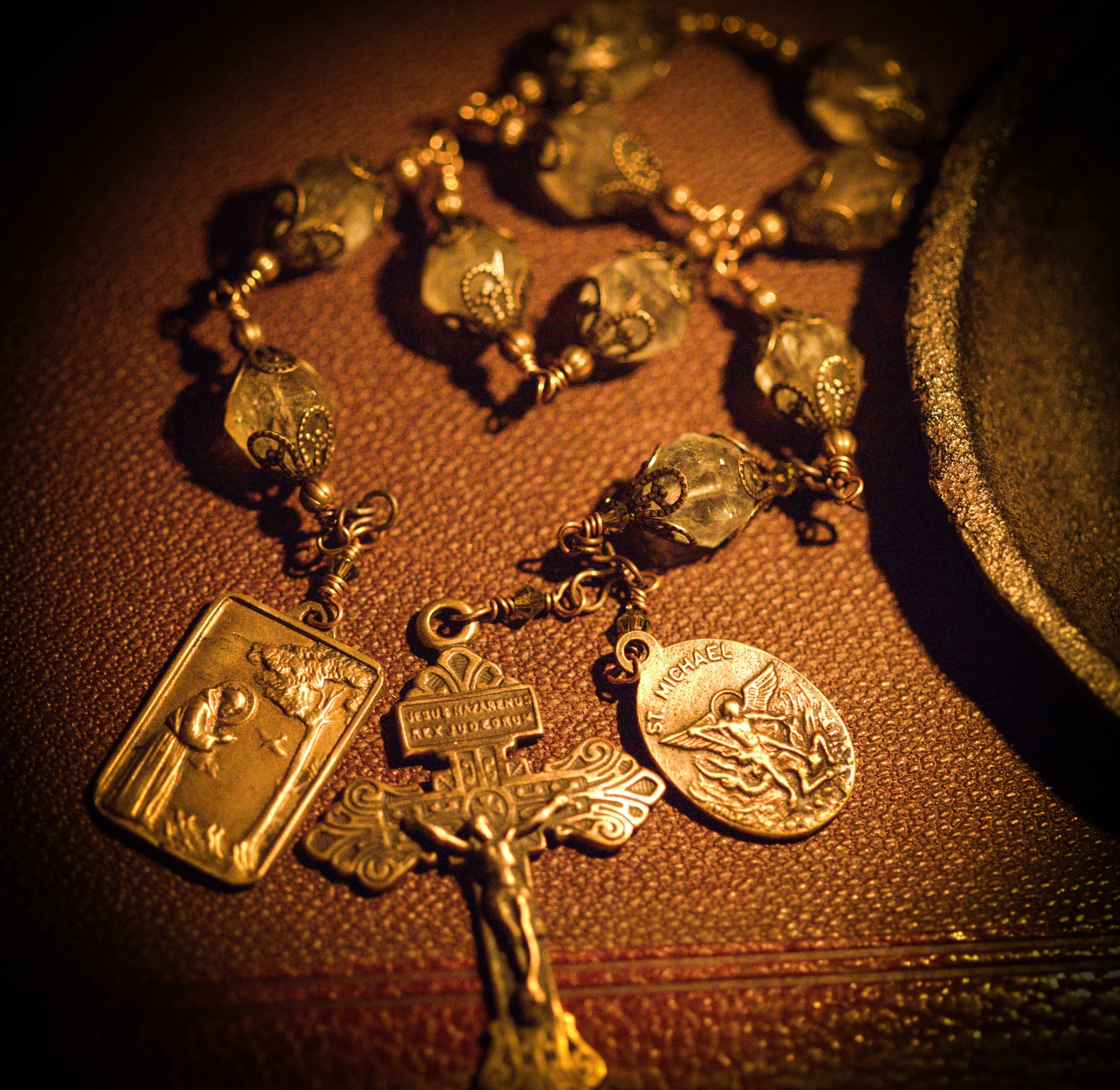 Lantern Rutilated Quartz Travel Rosary Chaplet