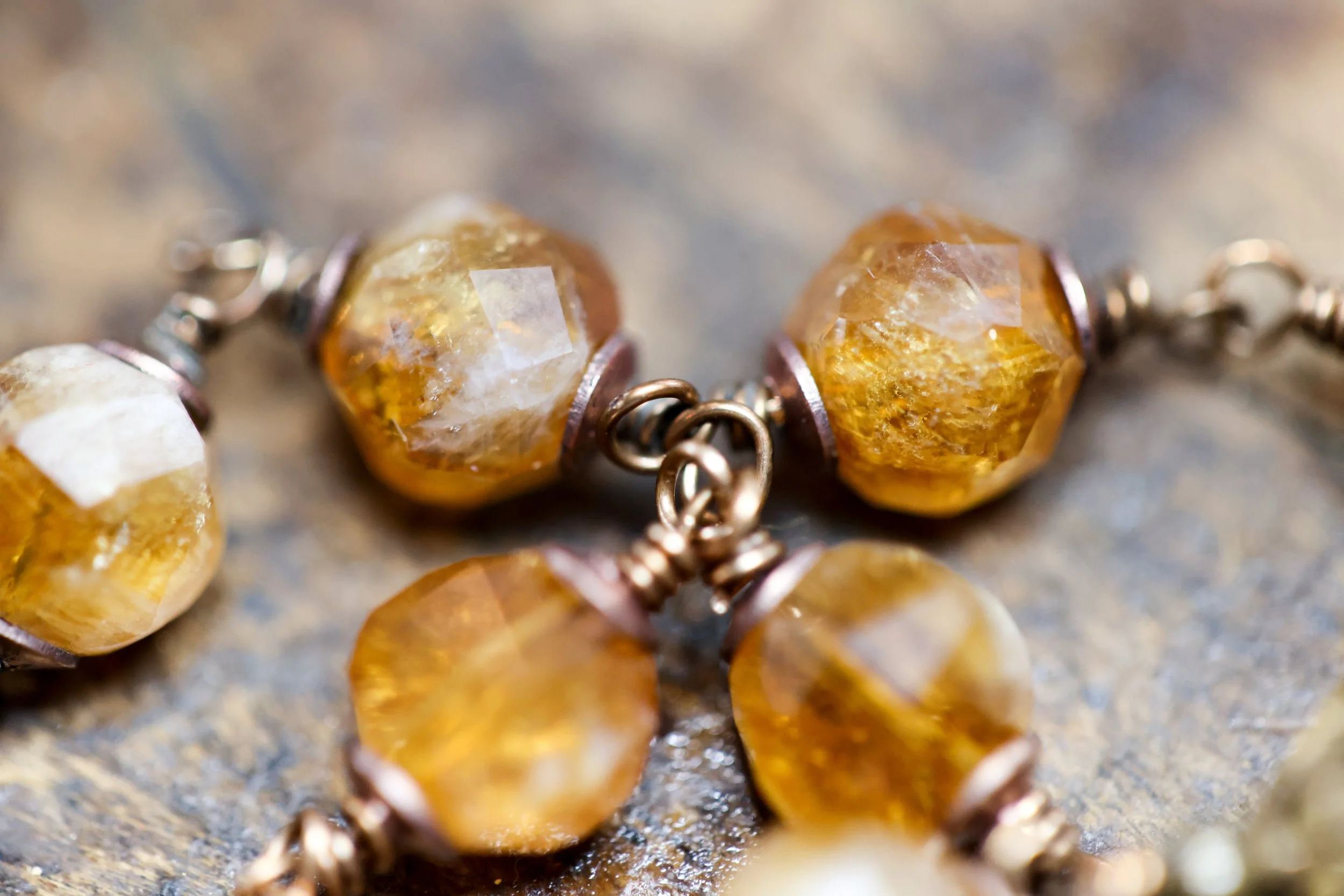 Genuine Glowing Citrine Guardian Angel Travel Rosary Chaplet