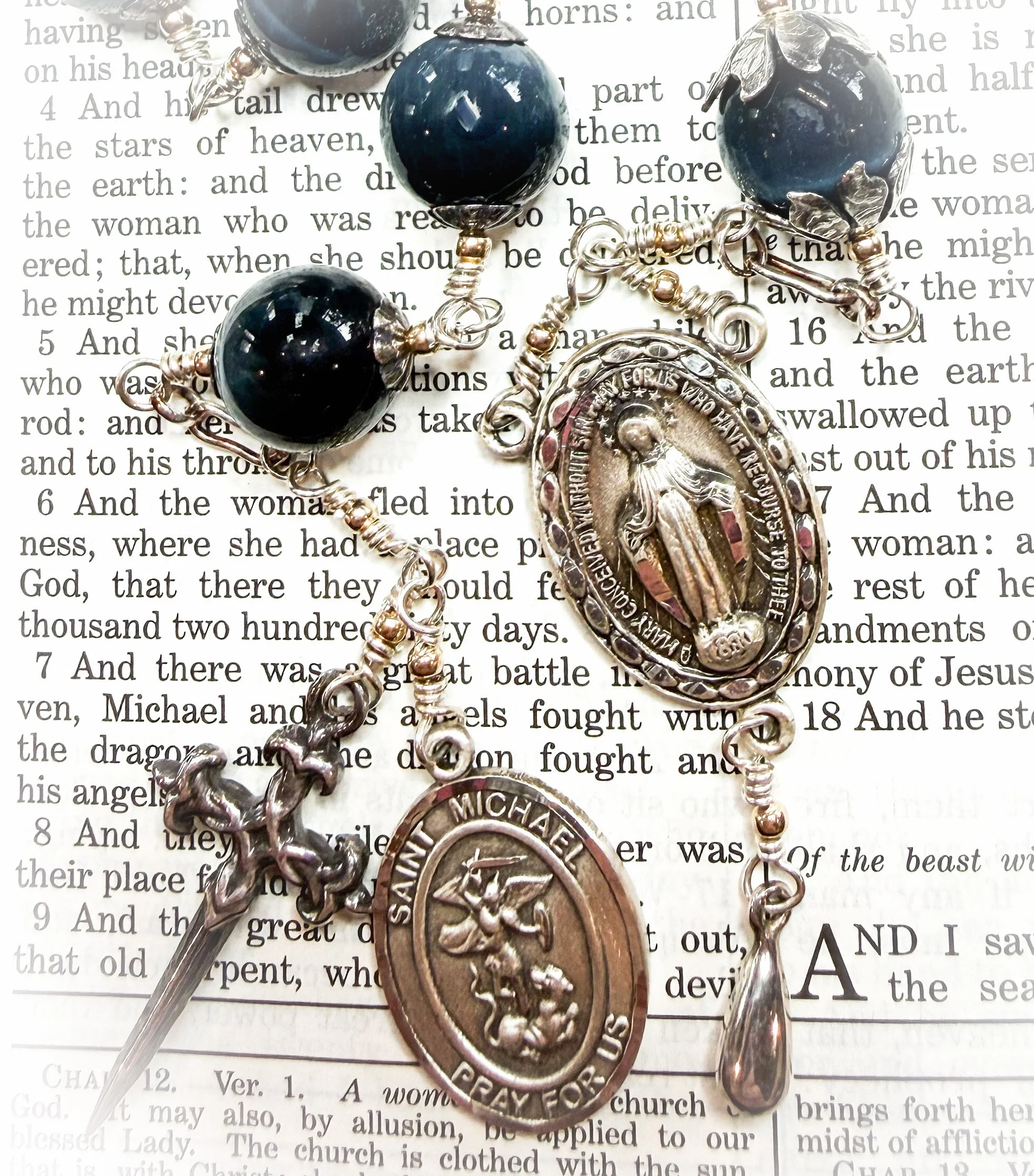 St Michael Travel Rosary Chaplet in Sterling Silver