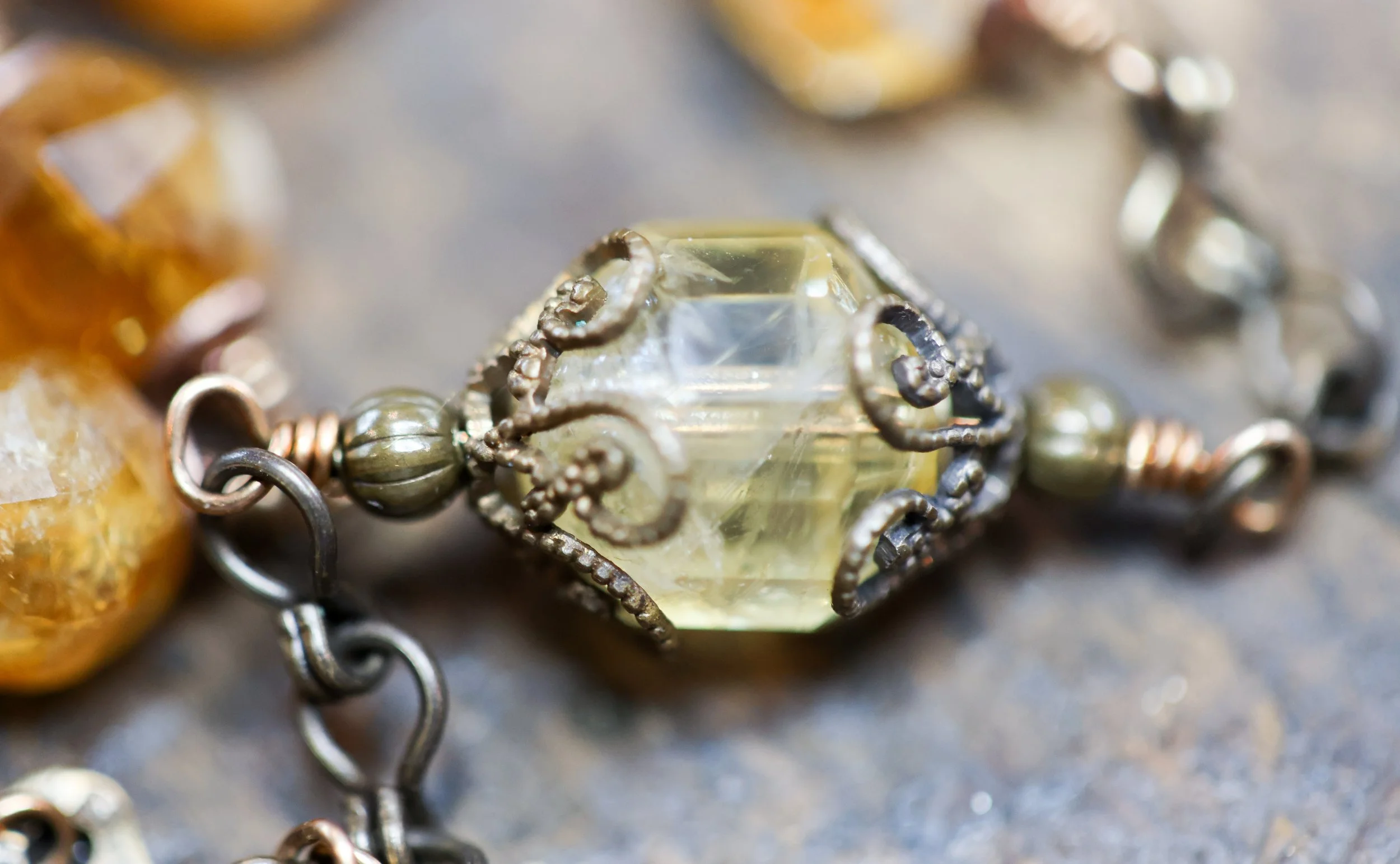 Citrine Guardian Angel Travel Rosary Chaplet Lantern Crystal