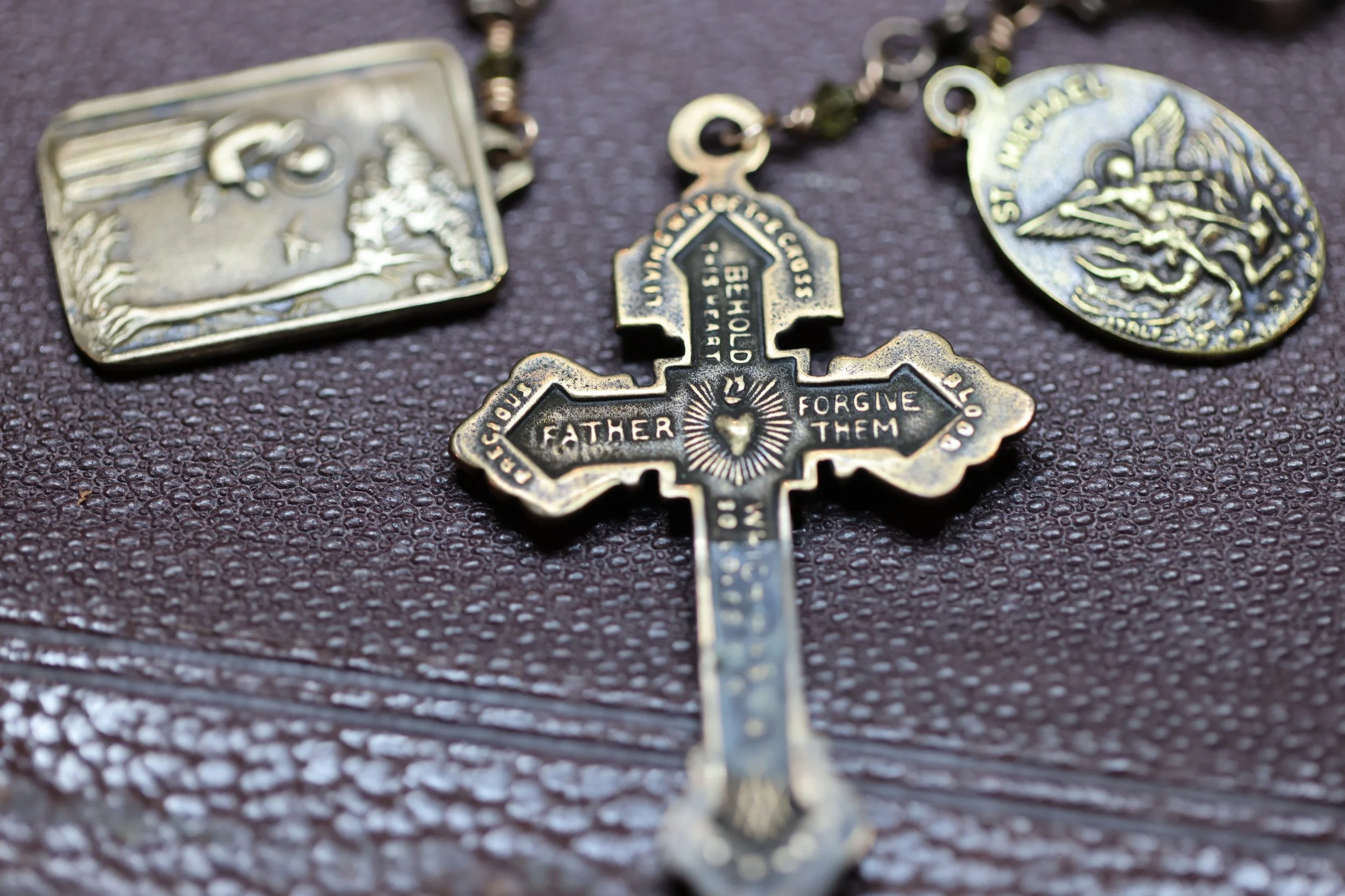 Lantern Rutilated Quartz Travel Rosary Chaplet with two-sided crucifix