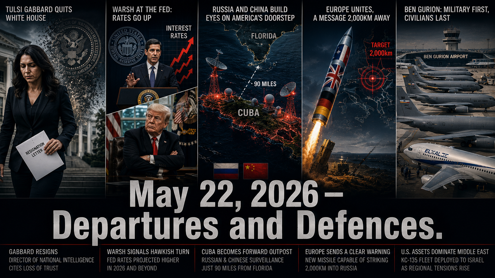 Departures and Defences: Friday, May 22, 2026