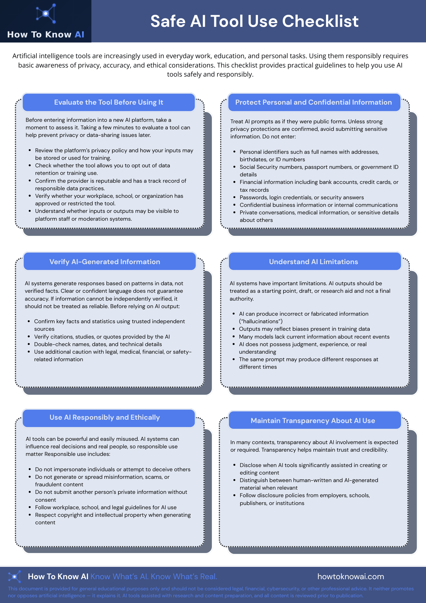 Image of Safe AI Tool Use Checklist pdf
