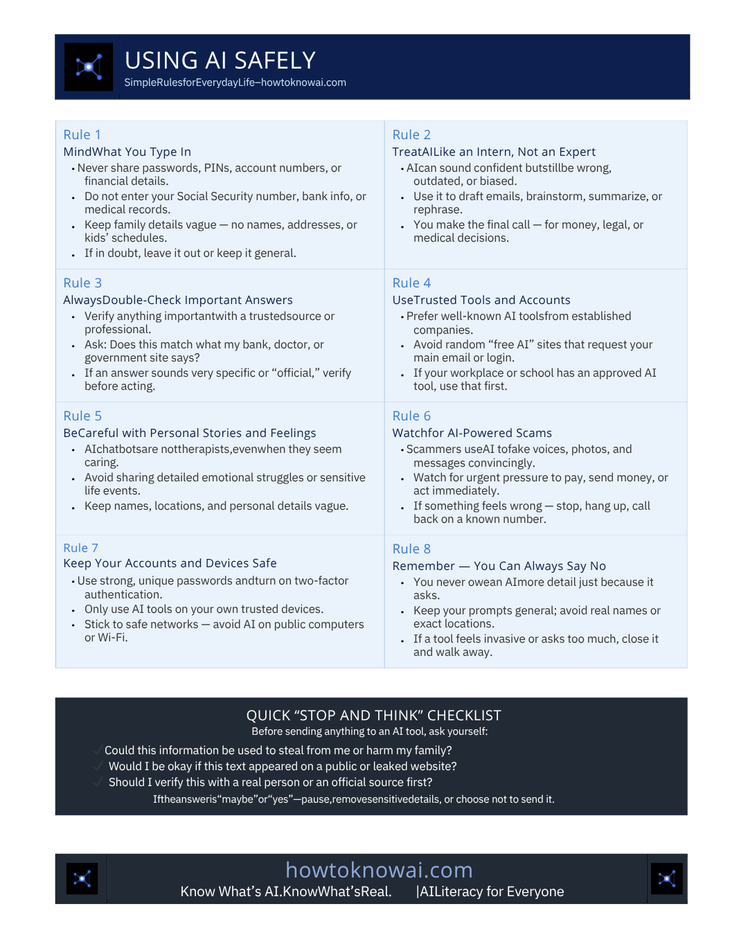 Infographic of Using AI Safely