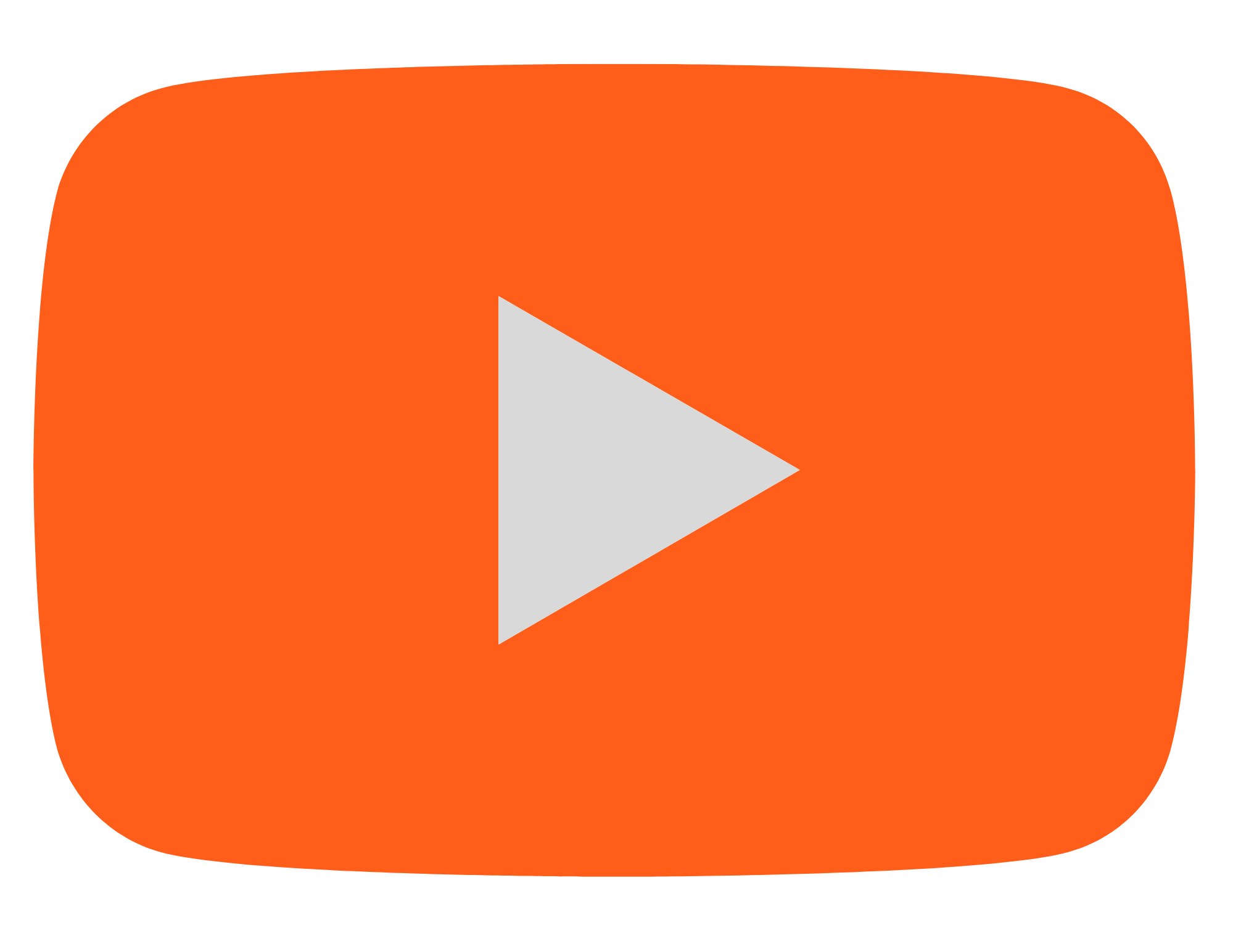 YouTube play button icon with an orange background.