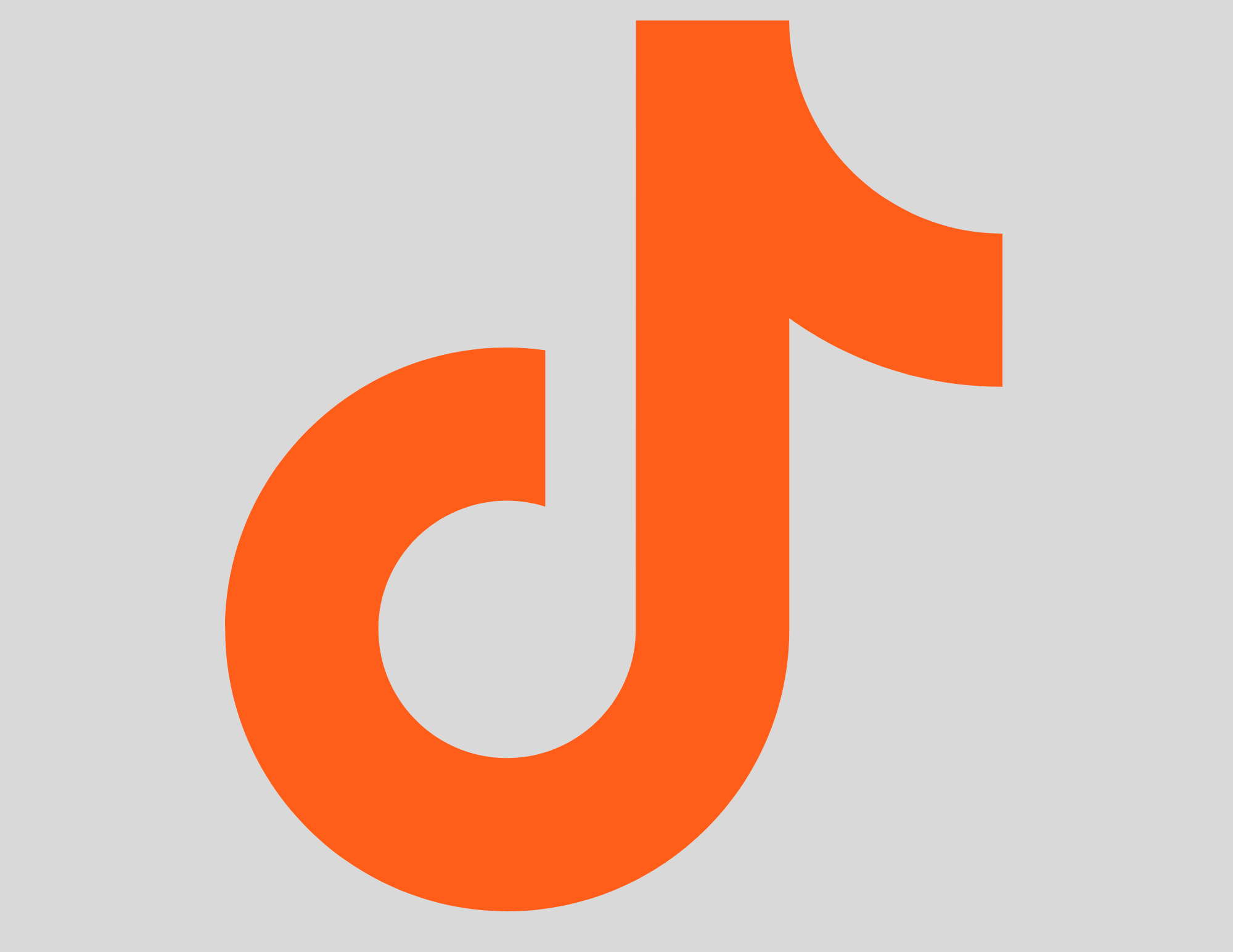 Orange TikTok logo on a light gray background.