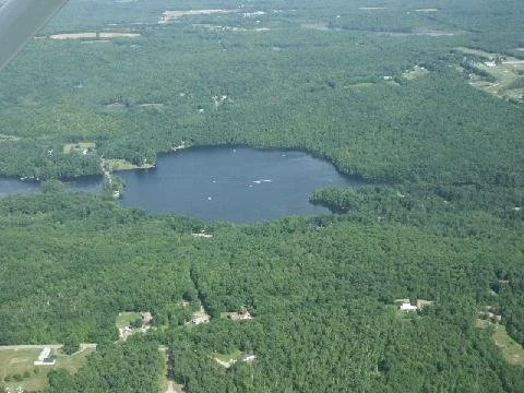 Aerial view of pond.