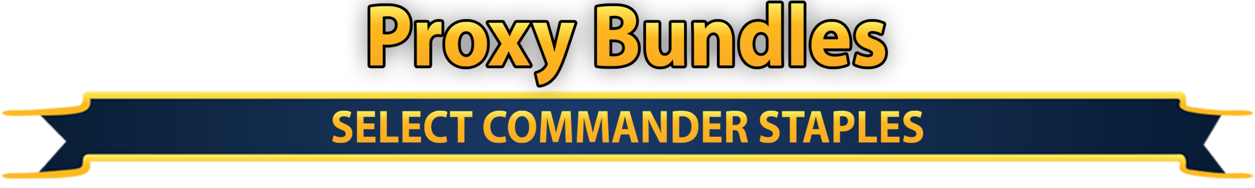 A graphic advertisement for proxy bundles with a dark background, orange and yellow text, and a blue banner stating "Select Commander Staples."