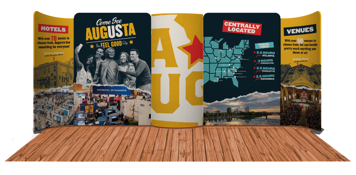 Image of graphics used for marketing of Augusta by the Augusta Convention Visitor's Bureau