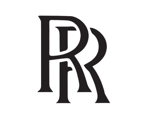 A black logo featuring two overlapping, stylized letter R's.