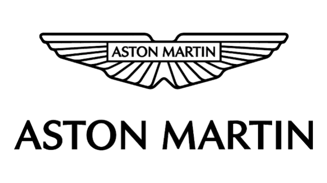 A logo with the Aston Martin wings and the text 'ASTON MARTIN' beneath it.