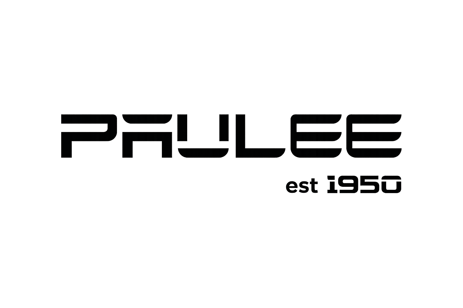The word 'PAULEE' in bold black letters with a shadow, and below it, the text 'est 1950' in smaller black font, on a gray background.