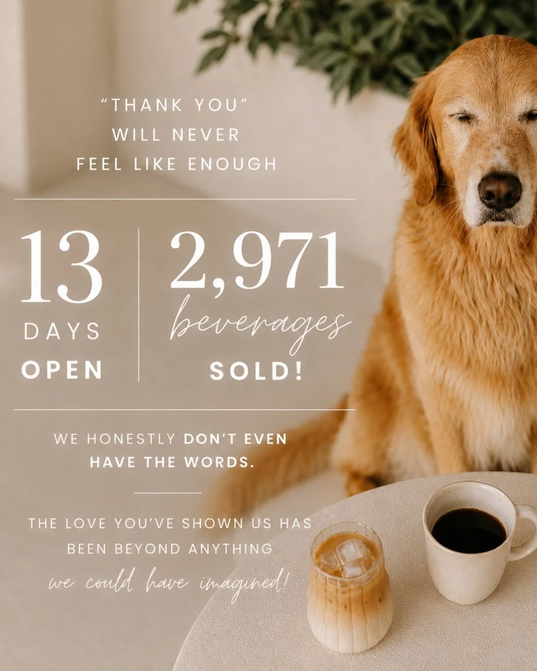 Saying thank you will never feel like enough. &hearts;️

What you&rsquo;ve helped us build is so much more than a salon or a coffee + wine bar. It&rsquo;s a community, and we feel incredibly lucky to be a small part of your lives. Thank you for makin