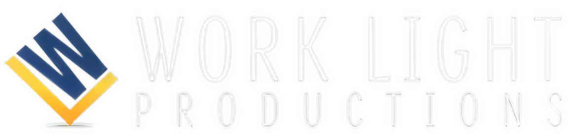 Work Light Productions logo with a stylized 'W' in blue and yellow, and the company name in white capital letters.