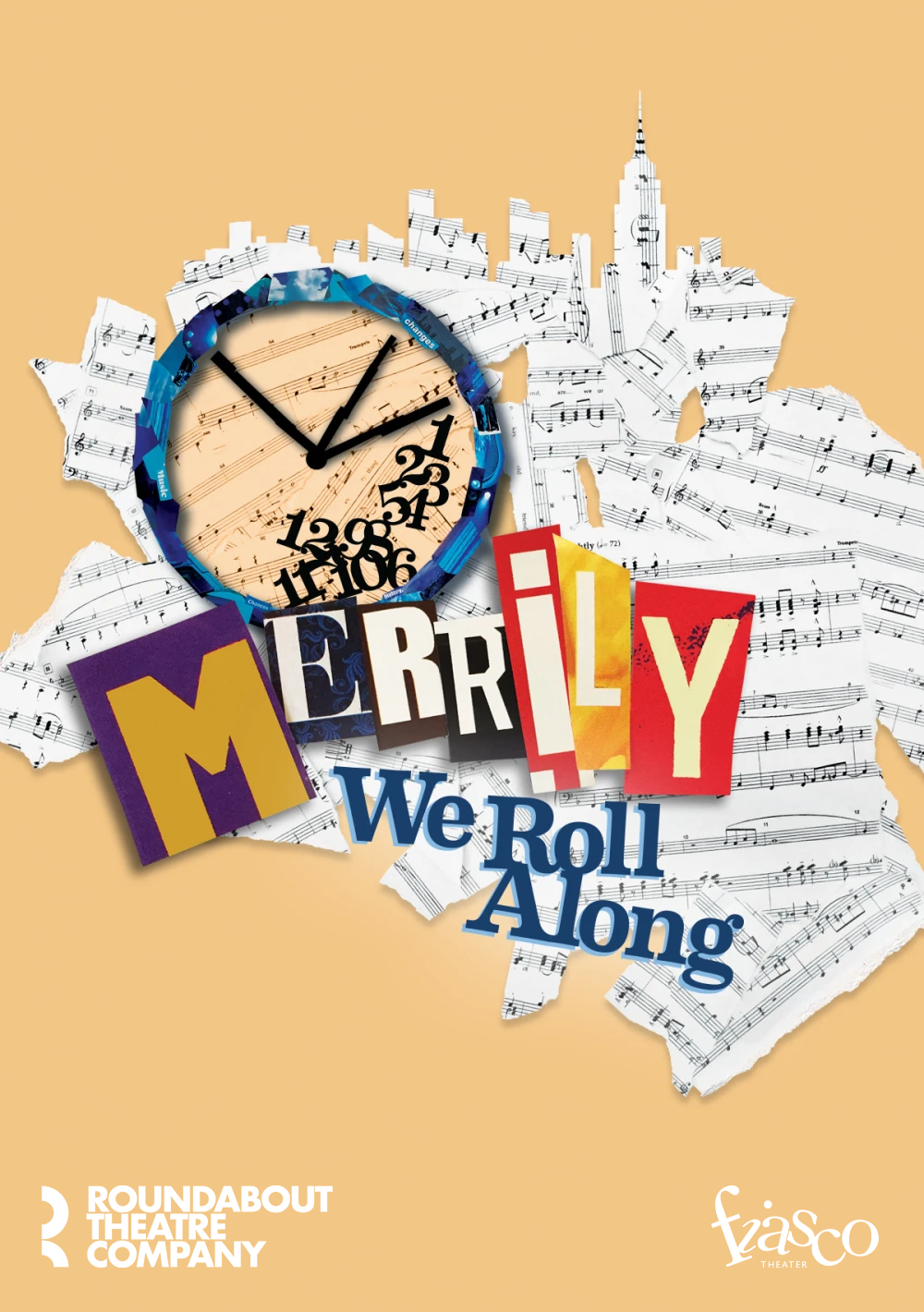 Poster for Roundabout Theatre Company's production of Merrily We Roll Along.