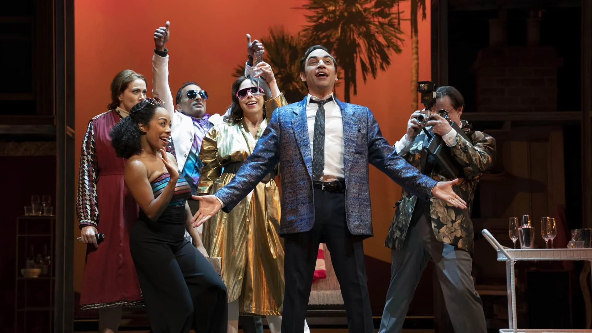 The cast of Merrily We Roll Along at Roundabout Theatre Company's production.