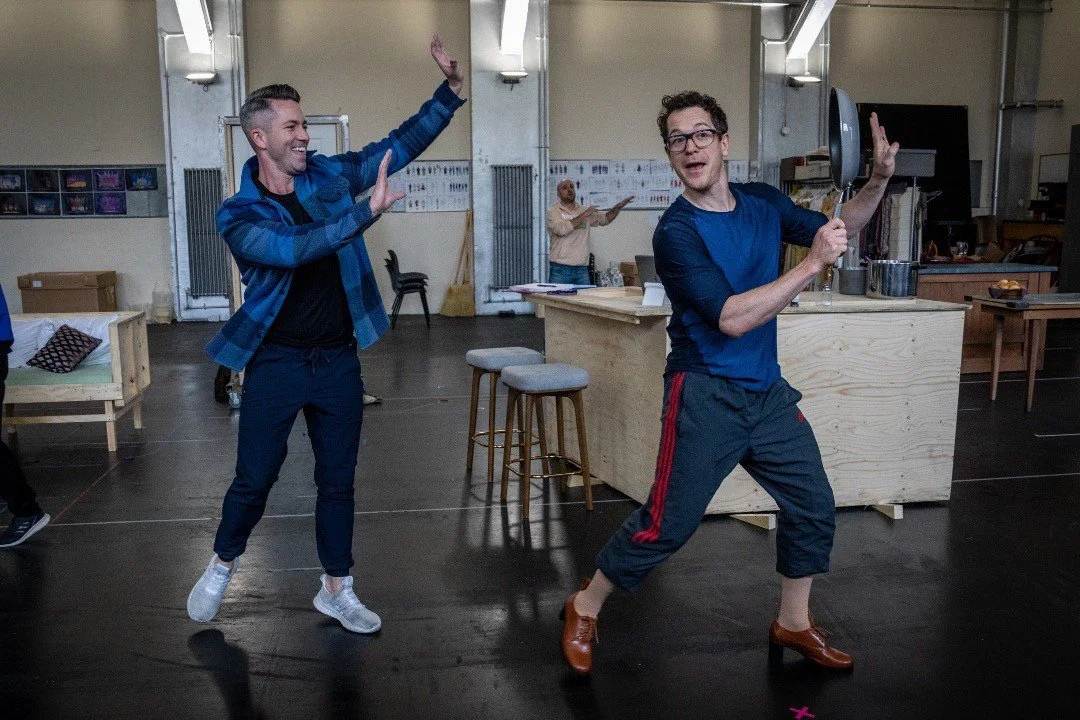 Michaeljon Slinger rehearsing with actor Gabriel Vick for Mrs. Doubtfire, West End production
