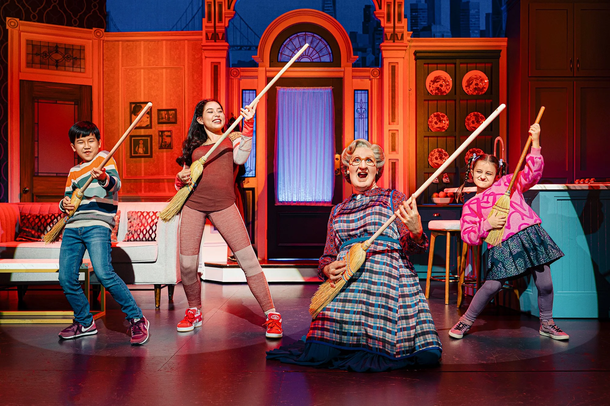 A scene from the production of Mrs. Doubtfire, German company.