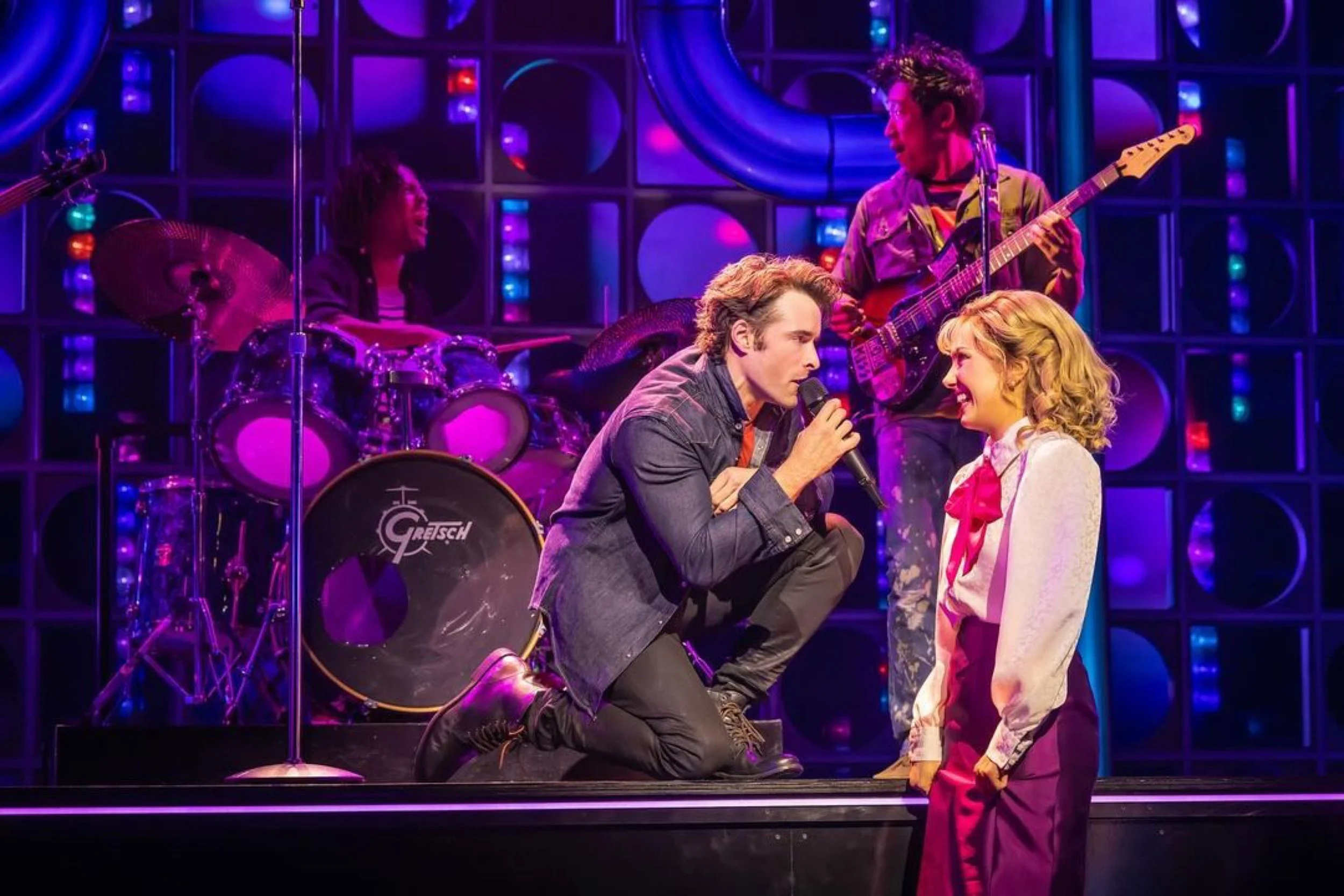 Corey Cott as Bobby and McKenzie Kurtz as Cassandra in a scene from Heart of Rock and Roll on Broadway