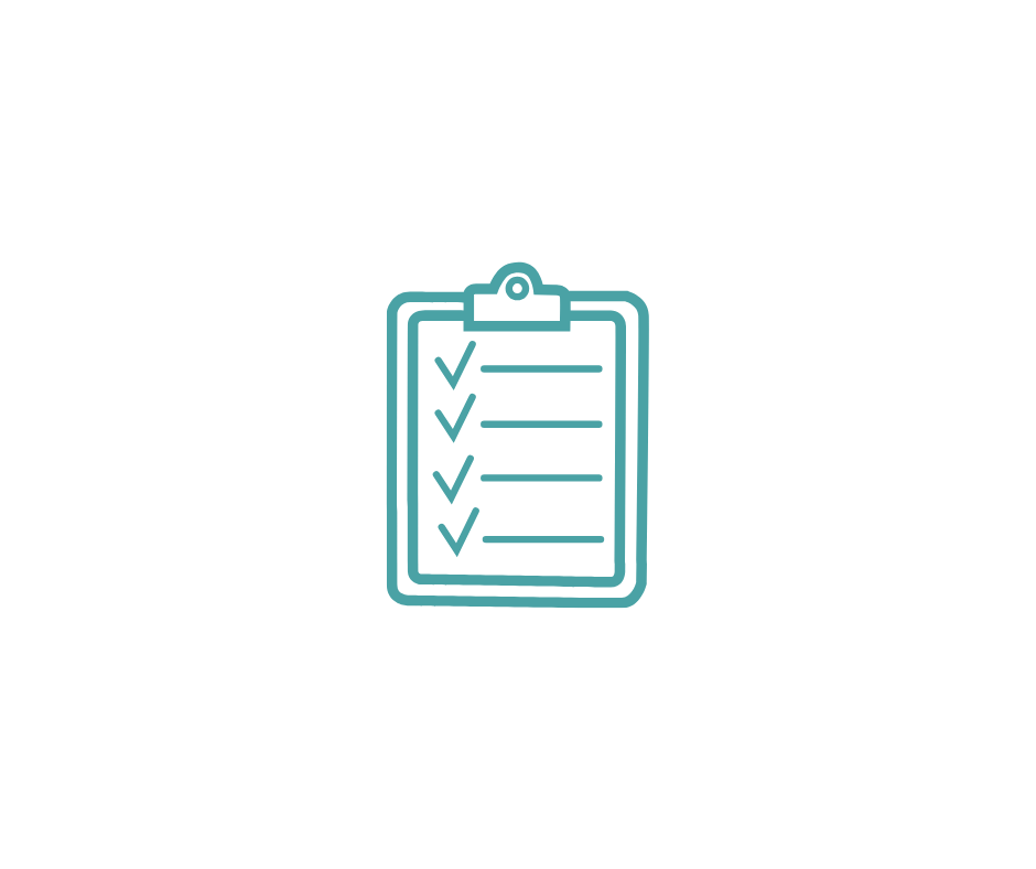 Icon of a clipboard with a checklist and checkmarks.