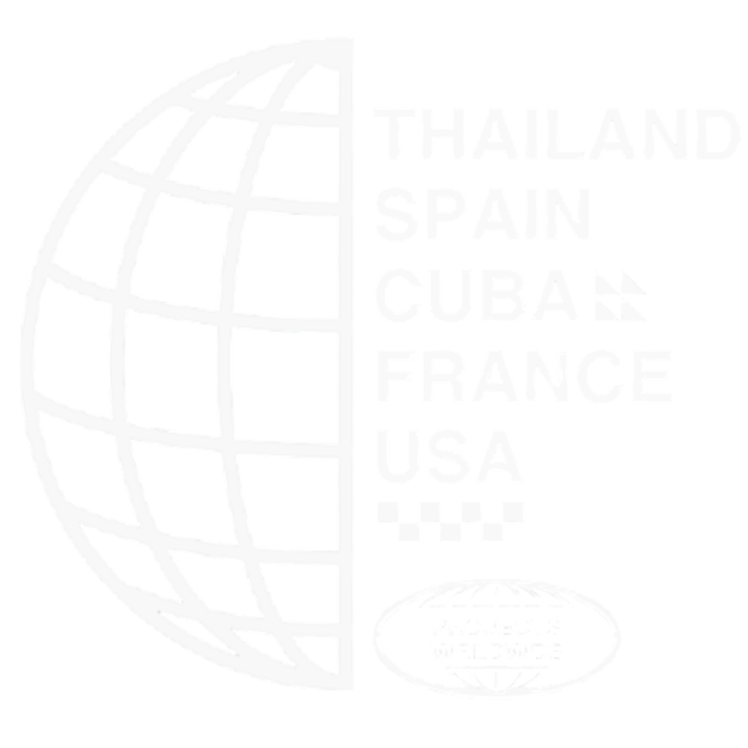 Logo featuring a globe and text listing countries and regions including Thailand, Spain, Ouban, France, USA, and a smaller globe with the words "Projects Worldwide 2022."