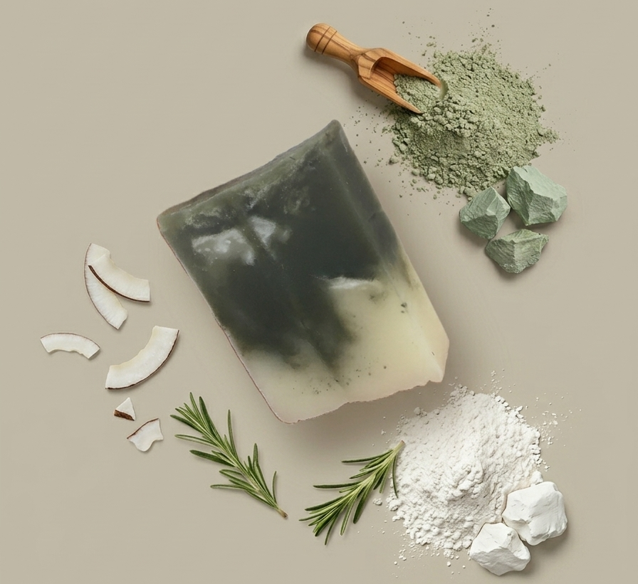 sabonete sabão artesanal com argilas verde e branca