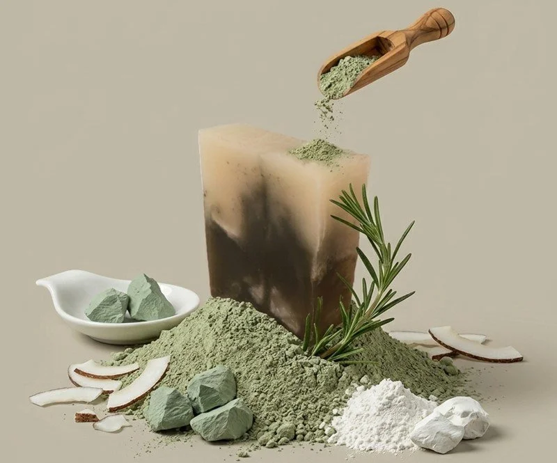 sabonete sabão artesanal com argilas verde e branca