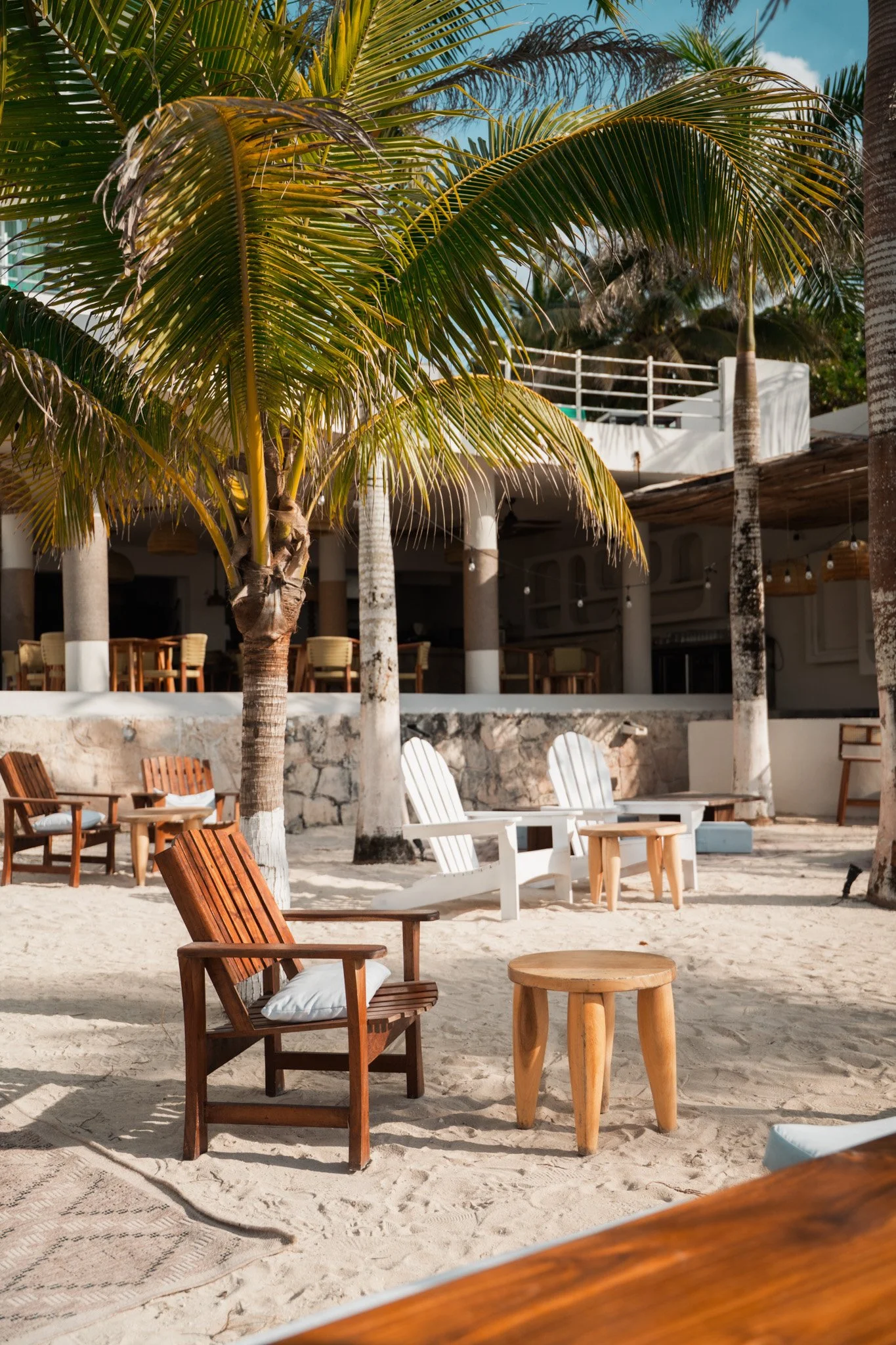 sun chairs patio beach view