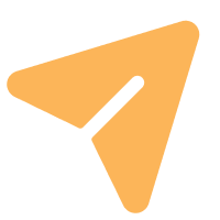Simplified yellow paper airplane icon with black shadow outline.