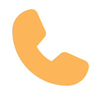 Icon of a telephone handset in orange.