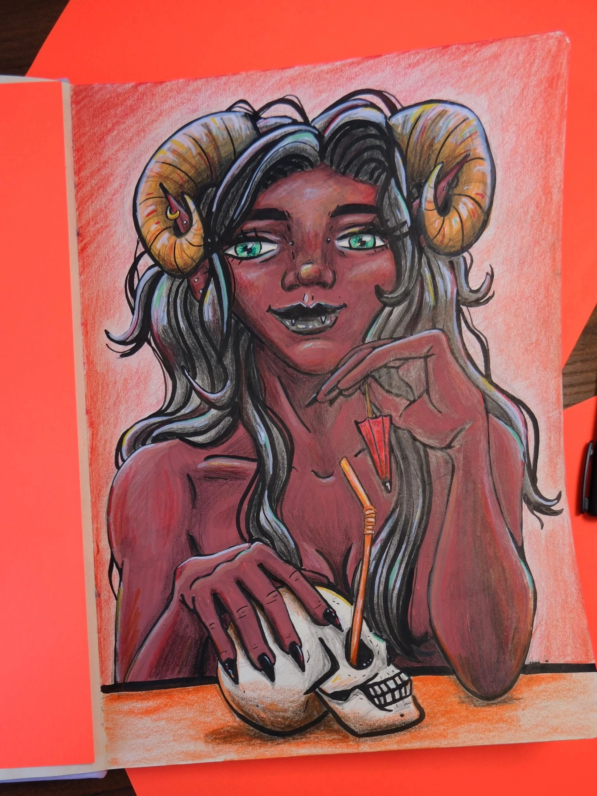 Here is my participation for @madness.by.lily DTIYS 
The weather is nice, it&rsquo;s time to enjoy some cocktails sipped straight outta your enemy&rsquo;s skull 🍹☀️💀
#ceoofhellbylily 
&mdash;&mdash;&mdash;&mdash;&mdash;&mdash;
Voil&agrave; ma parti