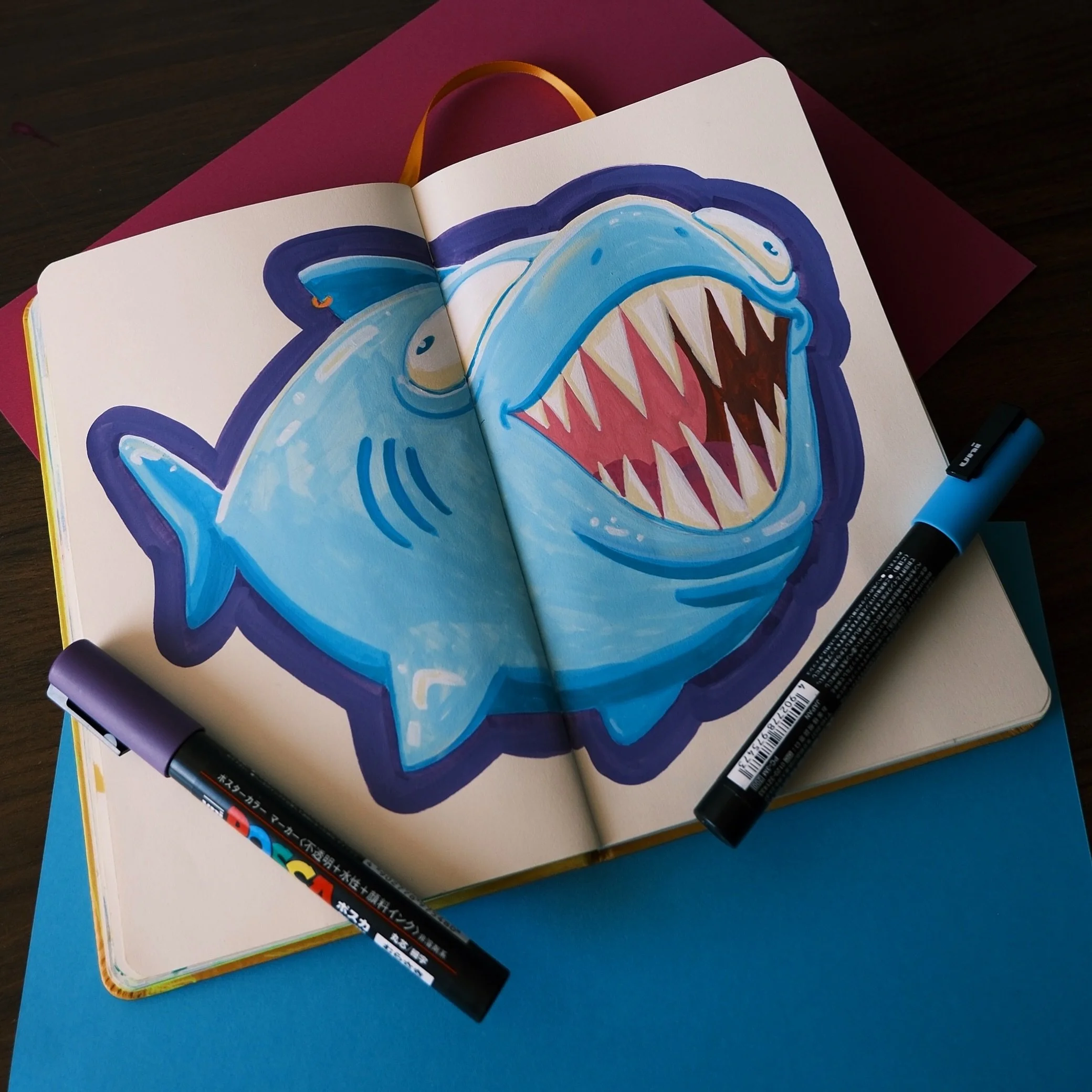 Baby Shark has grown up&hellip;
&mdash;&mdash;&mdash;&mdash;&mdash;&mdash;
Il a g&eacute;-chan Baby Shark ! 

#sketchbook #shark