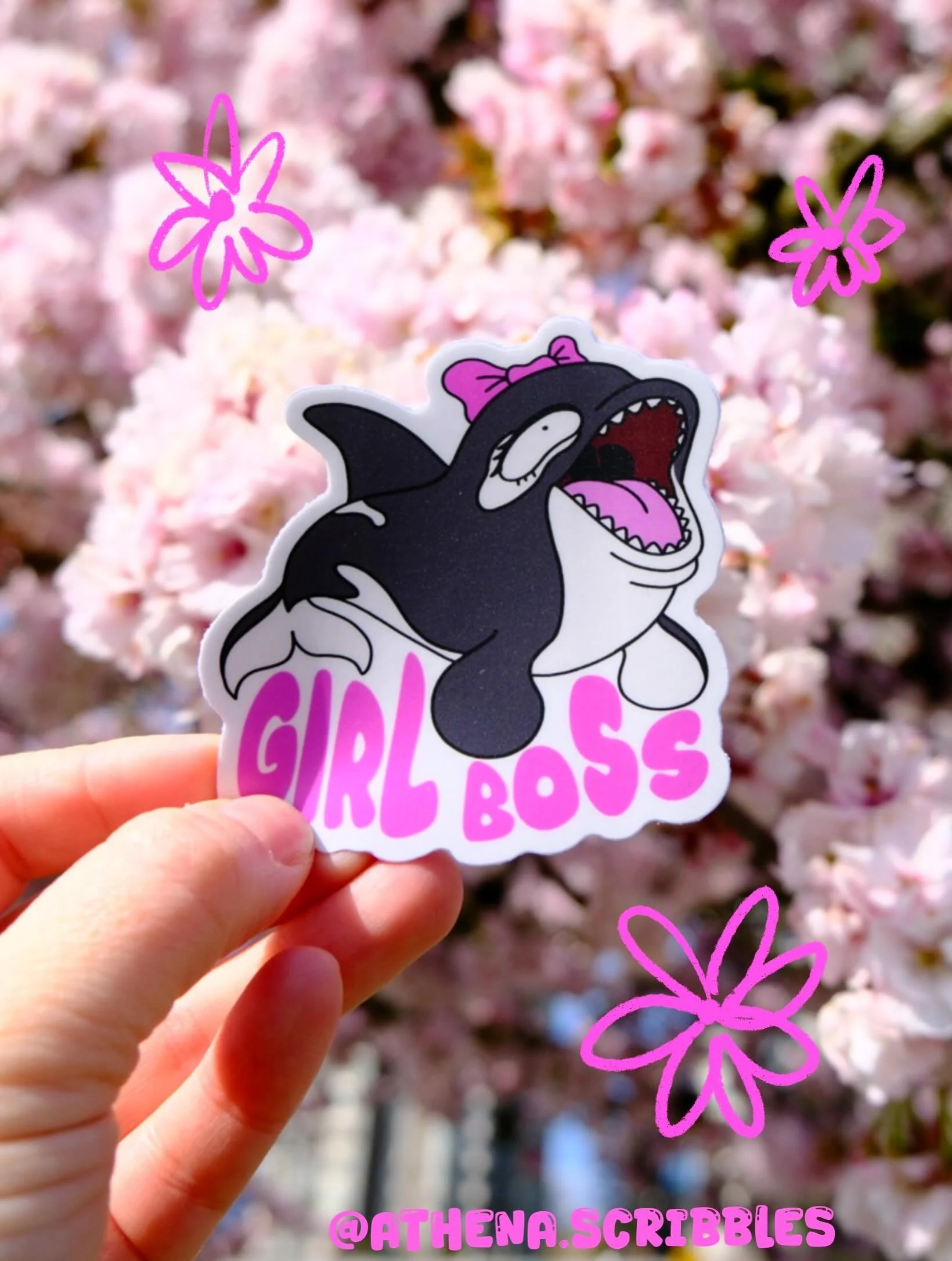 I made a little sticker for all the girl bosses over here. Strong, independent women, raise your hands! 🙌🙌🙌🙌
Of course, I linked it to my favorite animal: orcas, because they&rsquo;re the ones who run their pod, and they&rsquo;re so beautiful&mda