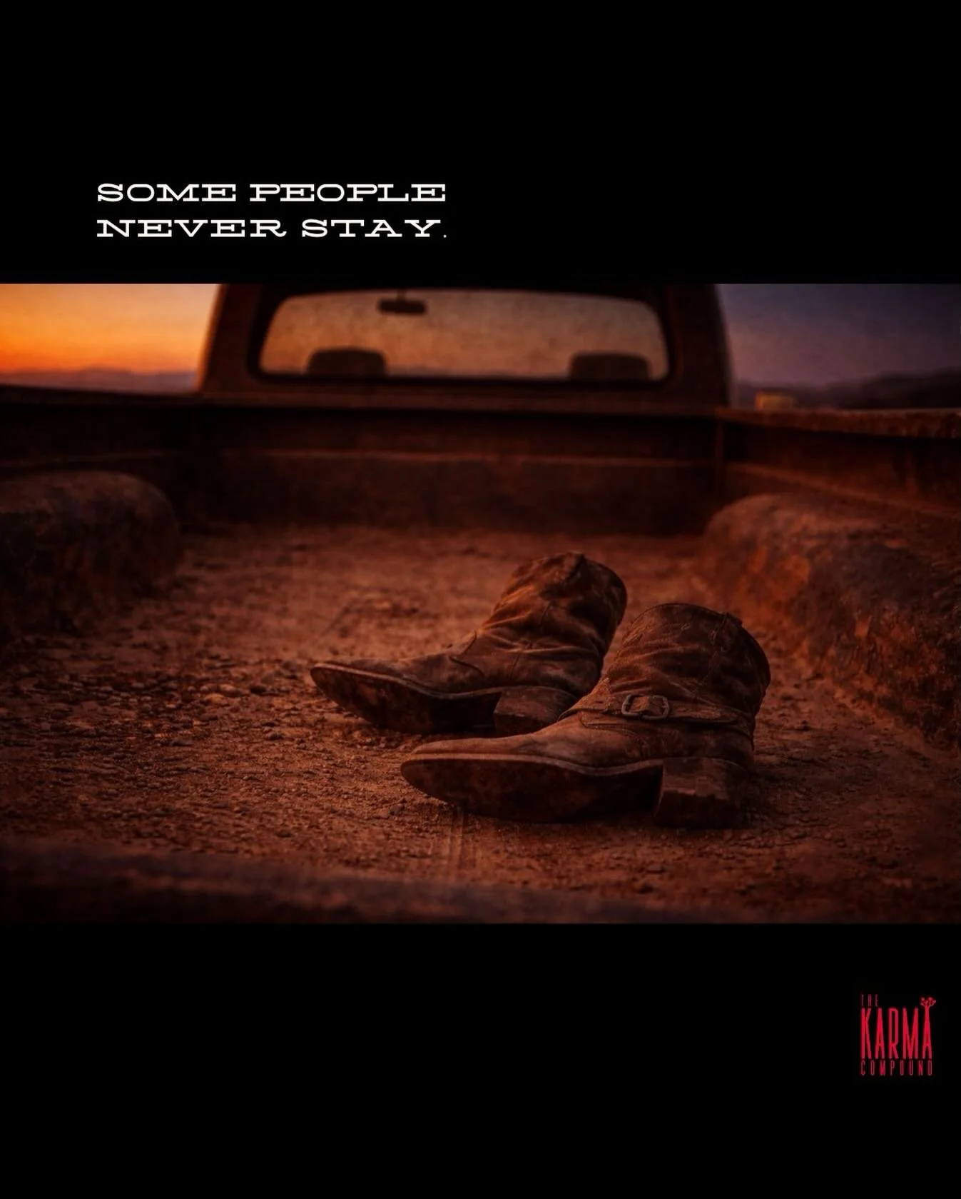 Our inaugural production will be announced in 2 days.
Another clue.

One always leaves.
The other always waits.
They swear it&rsquo;s the last time.
It never is. 💔

Still stumped? 👀 
Last clue drops tomorrow!
#karmacompound #hidesertarts #immersive