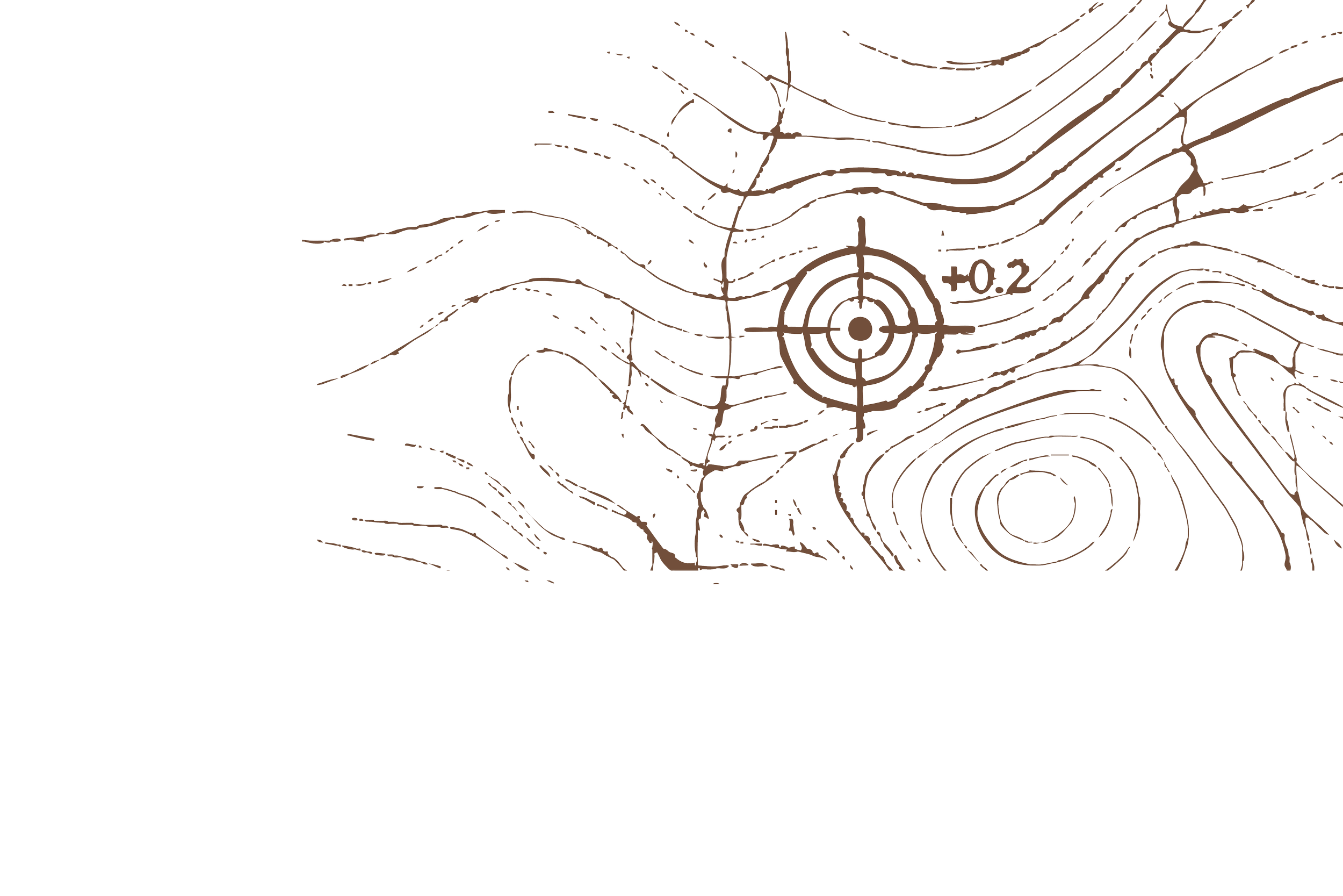 Close-up of a topographic map showing contour lines, a circular target marking a point of interest, and elevation change indicator (+0.2).