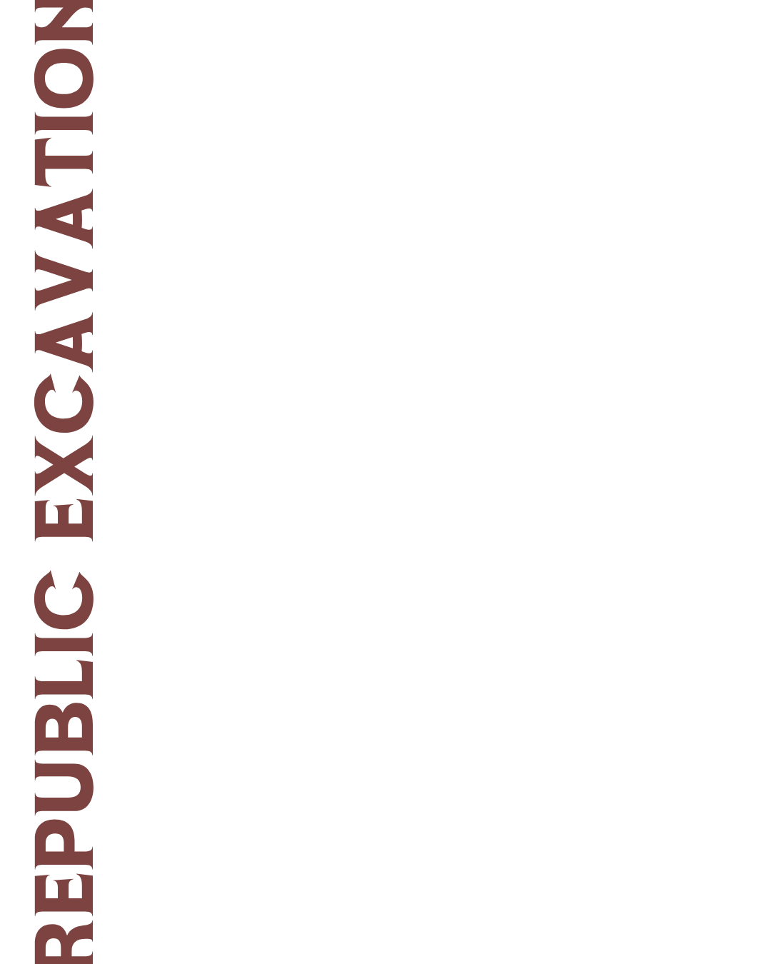 A black silhouette of a smiling woman with long hair, holding a guitar and wearing headphones, in front of a dark background with text that reads 'REPUBLIC EXCAVATION' on the left side.