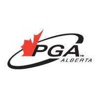 Logo of the PGA of Alberta, featuring a red maple leaf, a stylized golf club, and the text 'PGA Alberta'.
